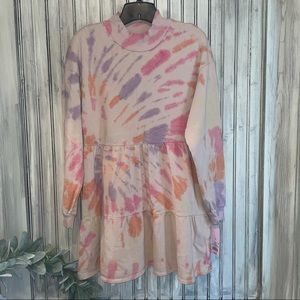 Wild Fable Pale Peach Tie-Dye Sweatshirt Dress